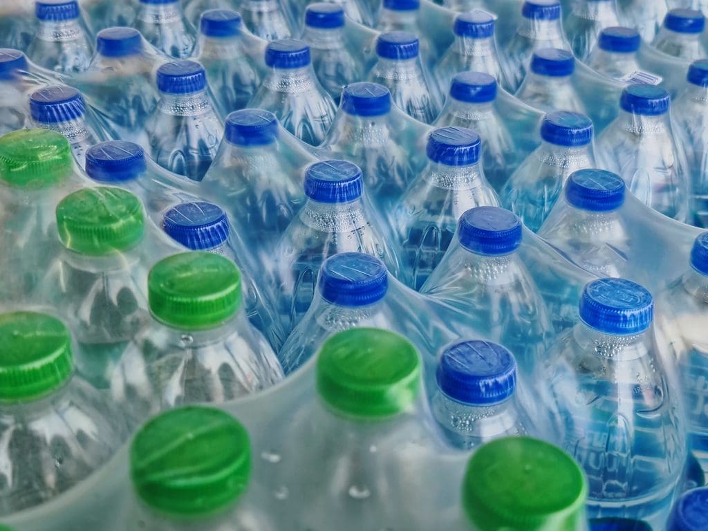 A bundle-wrapped package of water bottles