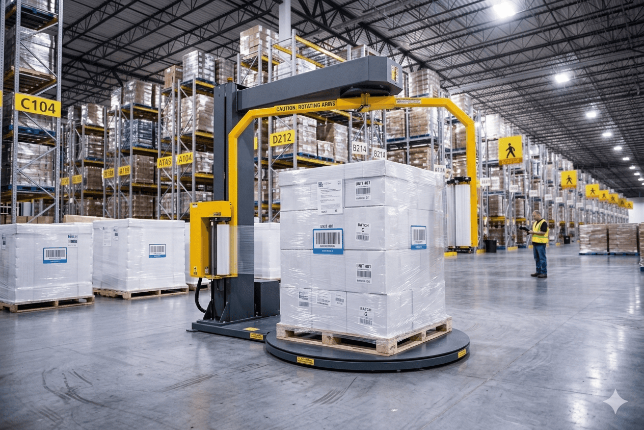 A Pallet Wrapping Machine.